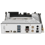 Материнская плата MSI MPG B860I EDGE TI WIFI, LGA 1851, Intel B860, 2xDDR5 (до 128 ГБ), 2xSATA, 2xM.2 (1xPCIe 5.0, 1xPCIe 4.0/SATA), 1xPCIe 5.0 x16, 1xHDMI, 1x5Gb LAN, Wi-Fi 7, Bluetooth 5.4, 1xUSB-C 40Gbps (Thunderbolt 4), 1xUSB-C 10Gbps, 1xUSB-A 10Gbps, 4xUSB-A 5Gbps, 2xUSB-A 2.0, 3x3.5 мм + S/PDIF оптический, 7.1, белый/серебристый, Mini-ITX, фото6