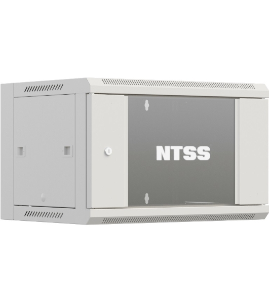 Шкаф коммутационный NTSS Премиум (NTSS-W9U6045GS-2) настенный 9U 600x450 мм пер. дв. стекл 60 кг серый IP20 сталь