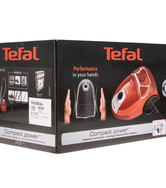 Пылесос Tefal TW3953EA красный/серебристый, 750 Вт, уборка сухая, пылесборник мешок 3 л