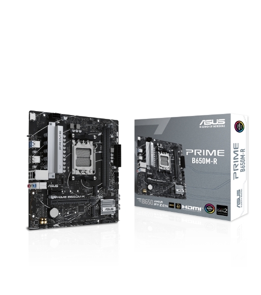Материнская плата ASUS PRIME B650M-R, Socket AM5, AMD B650, 2xDDR5, 4xSATA, 2xM.2, 1xPCIe 4.0 x16, 1xPCIe x1, 1xHDMI, 1x 2.5Gb LAN, 2xUSB-A 3.2 Gen 1, 4xUSB-A 2.0, 3x3.5 мм, 7.1, mATX