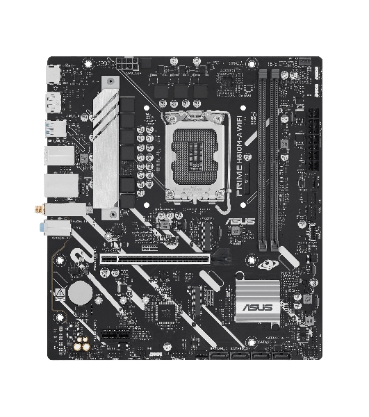 Материнская плата ASUS PRIME H810M-A WIFI, LGA 1851, Intel H810, 2xDDR5, 4xSATA, 2xM.2, 1xPCIe 4.0 x16, 1xPCIe x1, 1xDP, 1xHDMI, 1x1Gb LAN, Wi-Fi, 4xUSB 2.0, 2xUSB 3.2 Gen 2, 3x3.5 мм, 7.1, Micro-ATX