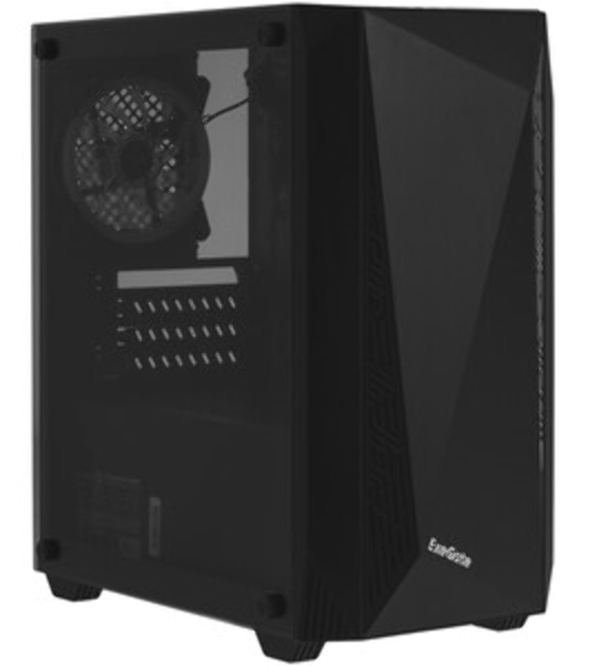 Компьютерный корпус Minitower ExeGate Mistery R2-NPX400 (mATX, БП 400NPX с вент. 12 см, 2*USB+1*USB 3.0, аудио, черный, 1 вент. 12см с RGb подсветкой и полоса на передней панели, боковая панель - закаленное стекло)