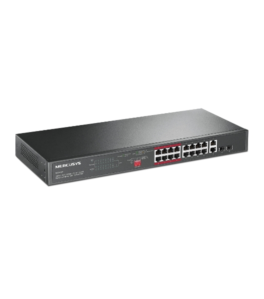 Kоммутатор 16-портовый монтируемый в стойку PoE+ Mercusys MS118CP 10/100 Мбит/с с 2 гигабитными портами