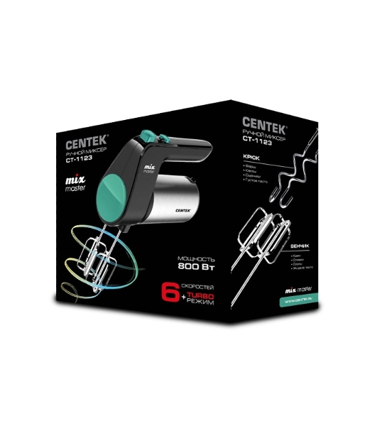 Миксер Centek CT-1123 (черный/сталь)