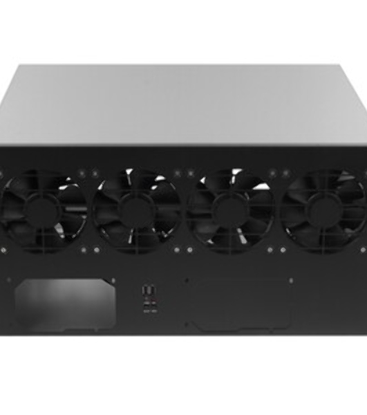 Корпус для майнинга ExeGate EX270771RUS Pro 8-430 (без БП, 2хUSB, 4хfan 120мм, места под: 8 видеокарт, 2 БП)