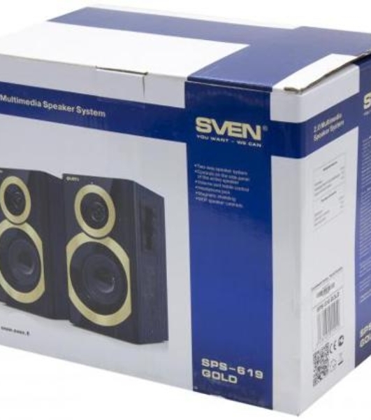 Акустическая система SVEN SPS-619 GOLD акустическая система 2.0, мощность 2х10 Вт(RMS)