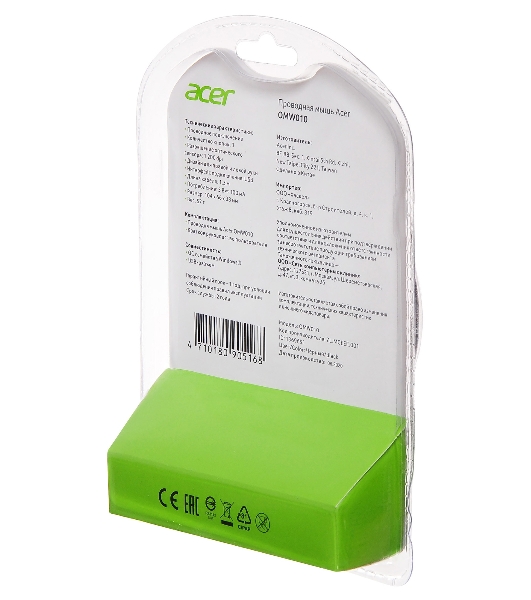 Мышь проводная Acer OMW010 черный, 1200 dpi, USB, кнопки - 3