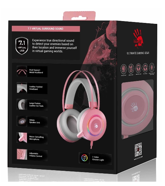 Гарнитура Bloody G521 розовый, проводная