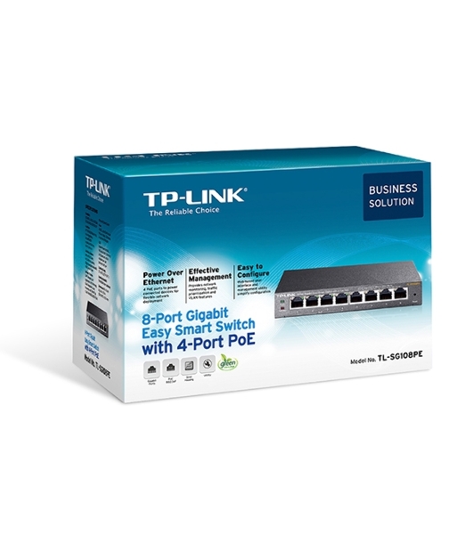 Коммутатор TP-Link SMB TL-SG108PE Easy Smart гигабитный 8-портовый коммутатор с 4 портами PoE