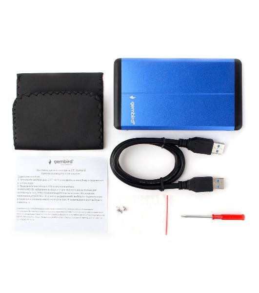 Внешний корпус 2.5' Gembird EE2-U3S-2-B, синий, USB 3.0, SATA, металл