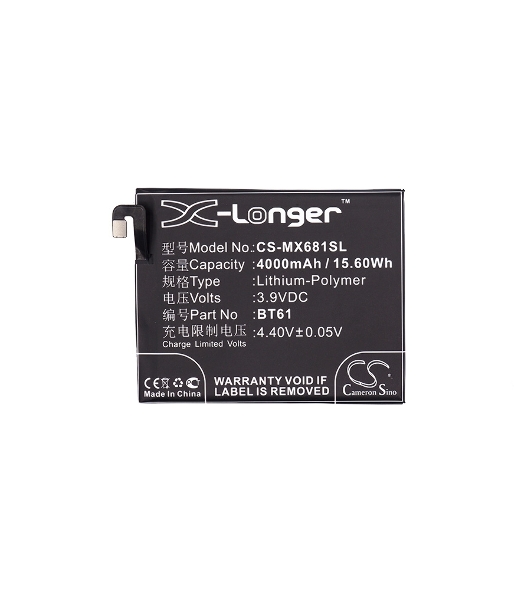 Аккумулятор CameronSino CS-MX681SL BT61 для Meizu M3 Note (М - версия M681H) 3.9V, 4000mAh, 15.60Wh