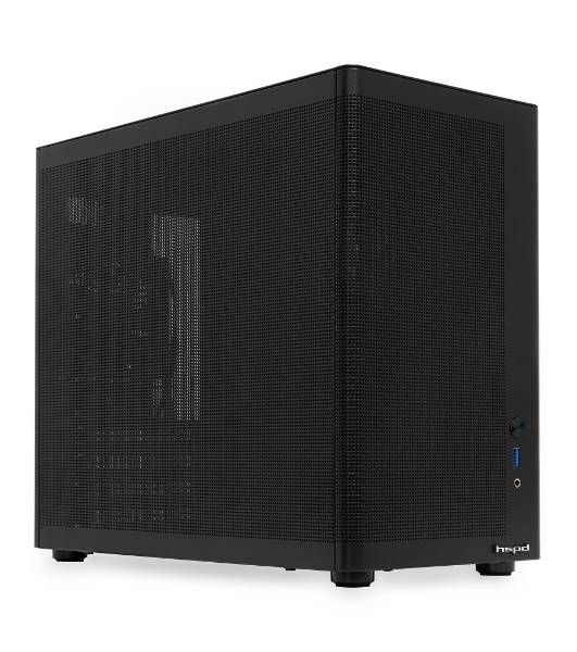 Компьютерный корпус без блока питания HSPD M210, Mesh Mid Tower, черный, 0.7 SPCC, 1x90мм mATX, mITX 140/280/150мм 1x2.5', 1x3.5', 4xPCI 1xUSB-A 3.0 302x168x350мм