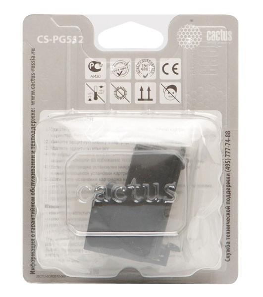 Картридж струйный Cactus CS-PG512 черный (14 мл) для Canon Pixma iP2700/MP240/MP250/MP260/MP270/MP272/MP280/MP480/MP490/MP492/MP495/MX320/MX330/MX340/MX350