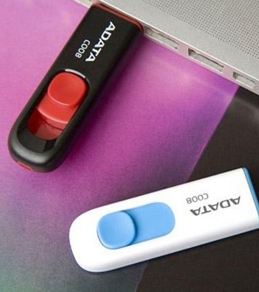 Флешка USB ADATA С008 (AC008-32G-RKD), 32Gb, USB 2.0, R/W 15/5, черный/красный