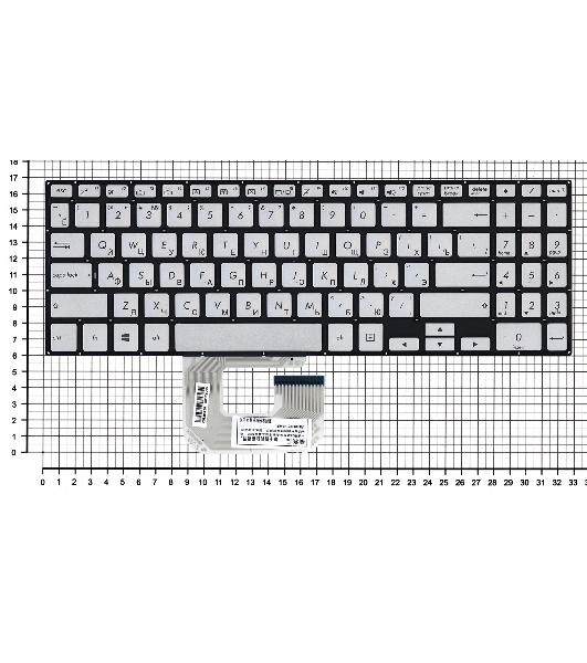 Клавиатура для ноутбука Asus UX561UA Q505UA серебристая без рамки, с подсветкой