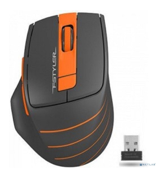 Мышь беспроводная A4Tech Fstyler FG30 серый/оранжевый, 2000 dpi, радиоканал, USB, кнопки - 5