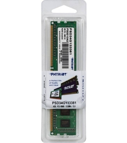 Оперативная память Patriot, DDR3, 4GB (1x4 GB), 1333 MHz, CL9, DIMM