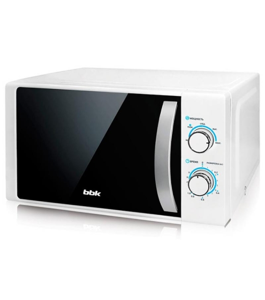 Микроволновая печь BBK 20MWS-711M/WS C белый/серебристый, 20 л, 700 Вт, переключатели - поворотный механизм
