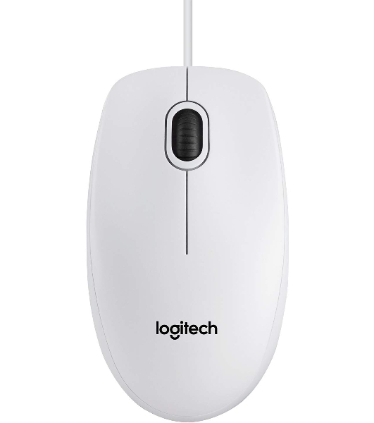 Мышь проводная Logitech B100 белый, 1000 dpi, USB, кнопки - 3