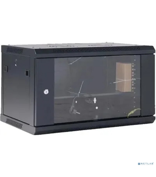 Шкаф коммутационный Rexant настенный 6U 450x600 мм пер. дв. стекл черный