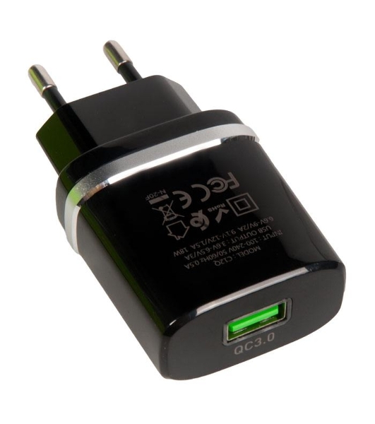 Сетевое зарядное устройство QC 3.0 HOCO HC-16255 C12Q 1 USB Выход: 5V_9V_12V, 18W черный