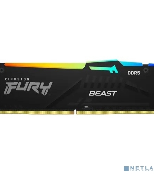 Оперативная память Kingston Fury Beast, DDR5, 16GB (1x16GB), 5200MHz, CL40, DIMM, с радиаторами, RGB, черный