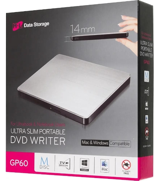 Оптический привод LG DVD-RW ext. Silver Slim Ret. USB 2.0