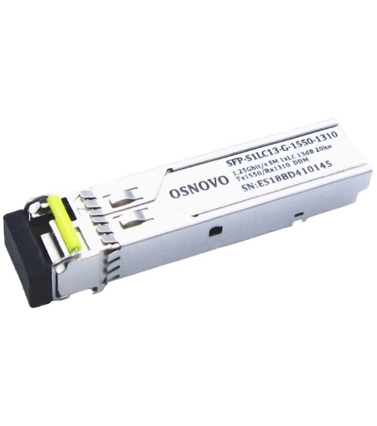Оптический SFP Модуль OSNOVO GE, одно волокно SM, до 1,25 Гбит/c, LC, до 20км, Tx:1550/Rx:1310, DDM