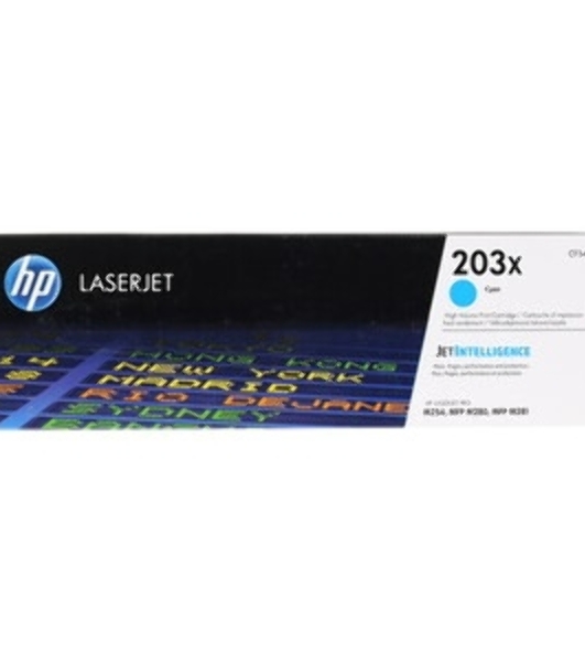 Картридж лазерный HP CF541X (HP 203X) голубой для HP LaserJet M254/M280/M281 2500 страниц.