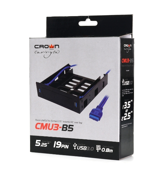 Панель с двумя портами USB 3.0 в слот 5.25 компьютерного корпуса и слот 1x3.5/2x2.5 CMU3-B5