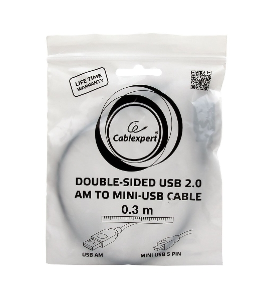 Кабель Gembird/Cablexpert USB 2.0, мультиразъем USB, AM/miniB 5P, 30см, пакет