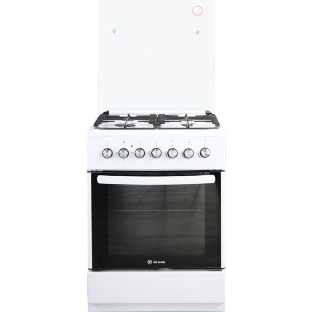 Плита Комбинированная De Luxe 606040.00гэ-001(кр) ЧР белый (стеклянная крышка) реш.чугун