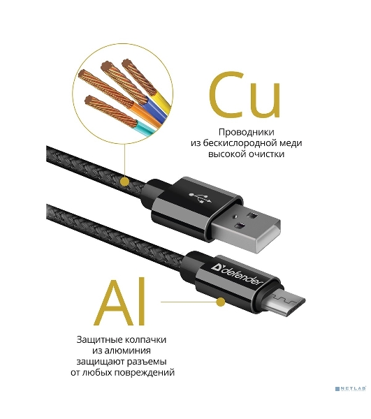 Кабель Defender USB 2.0 TO MICRO-USB 1M черный USB08-03T