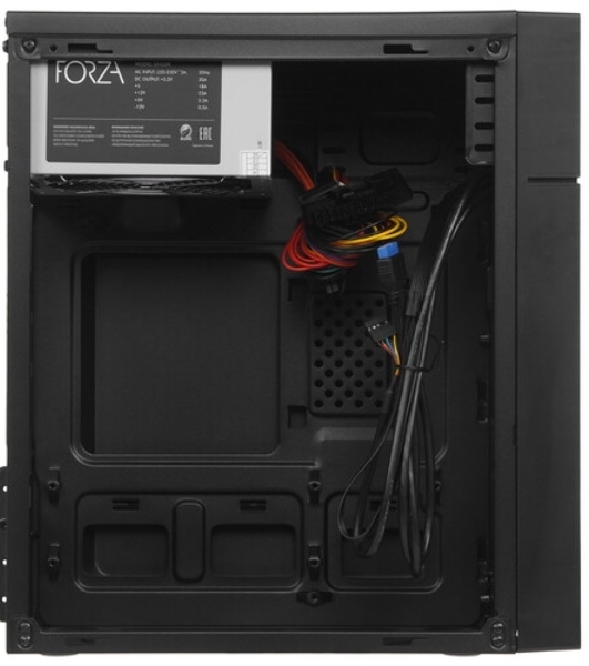 Компьютерный корпус с блоком питания 450Вт. Сase Forza mATX, 450W, 2xUSB 3.0, Black, w/o FAN, 12 см fan PSU, power cord