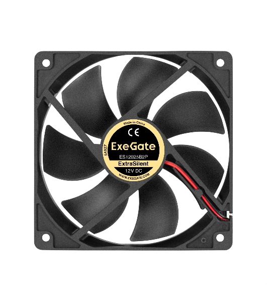 Вентилятор 12В DC ExeGate ExtraSilent ES12025B2P (120x120x25 мм, 2-Ball (двойной шарикоподшипник), 2pin, 1300RPM, 22dBA)