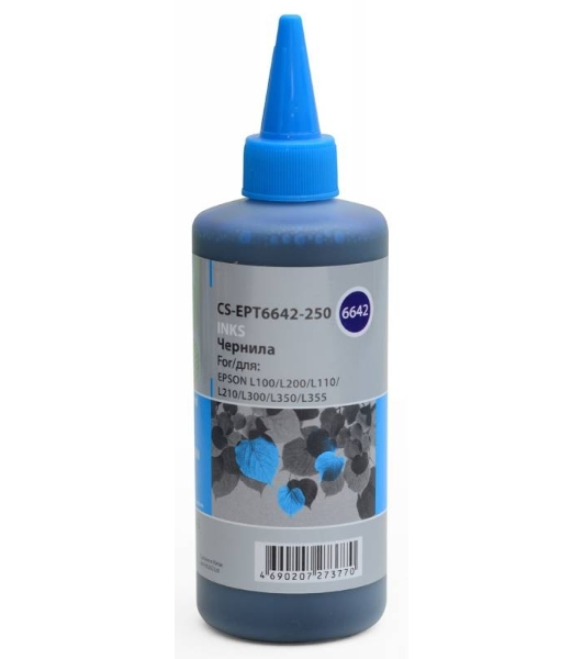 Чернила Cactus CS-EPT6642-250 голубой 250мл для Epson L100/L110/L120/L132/L200/L210/L222/L300/L312/L350/L355/L362/L366/L456/L550/L555/L566/L1300