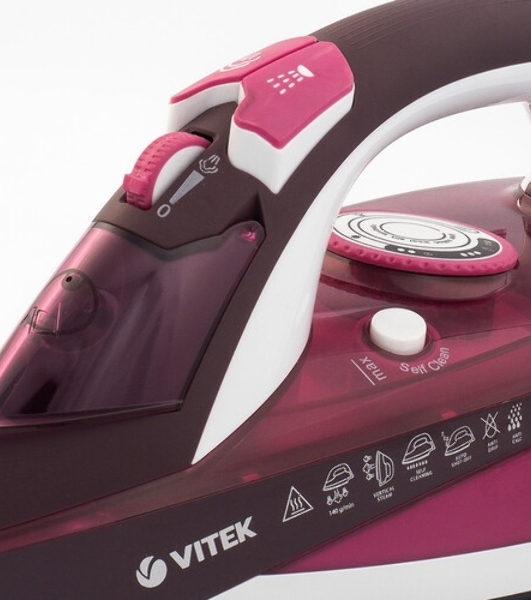Утюг Vitek VT-1215 (PK) максимальная 2400 Вт.Подошва Ceramic Ultra Care.