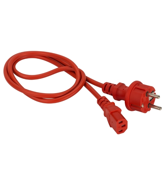 Шнур питания Lanmaster C13-Schuko прямая, 3х0.75, 220В, 10А, красный, 1.5 метра