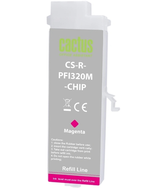 Картридж струйный Cactus CS-R-PFI321M-CHIP PFI-321 пурпурный (260мл) для Canon imagePROGRAF TM-200/200MFP/205/300/300MFP/305/250/255/350/355 с чипом