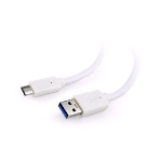 Кабель USB Cablexpert CCP-USB3-AMCM-1M-W, USB3.0 AM/USB Type-C, 1м, белый, пакет, фото 1