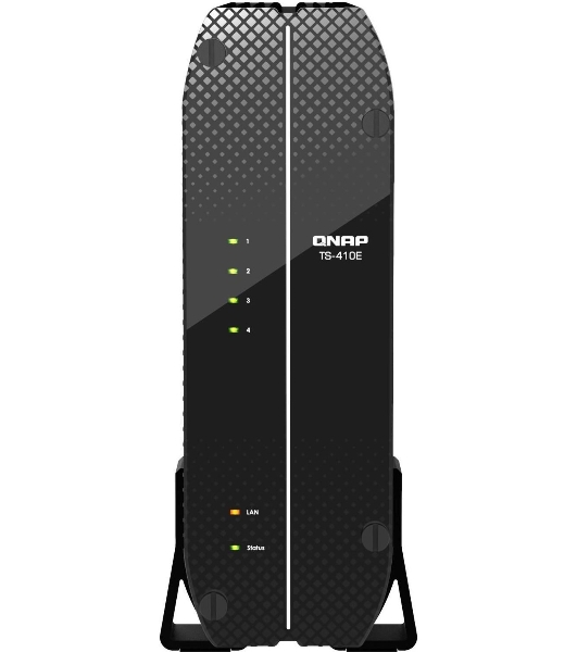 Сетевое хранилище SMB QNAP TS-410E-8G NAS fanless 4 2.5 SSD trays. Intel Celeron J6412 4-core 2.0-2.6 GHz, 8 Gb RAM (max), 2x2.5 GbE, 4xUSB 3.2 Gen 2 (10Gbps),1xHDMI