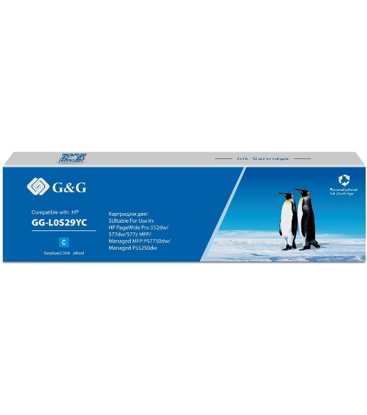 Картридж струйный G&G GG-L0S29YC 976YC голубой (245 мл) для HP PW Pro 577/552/Enterprise 556/586