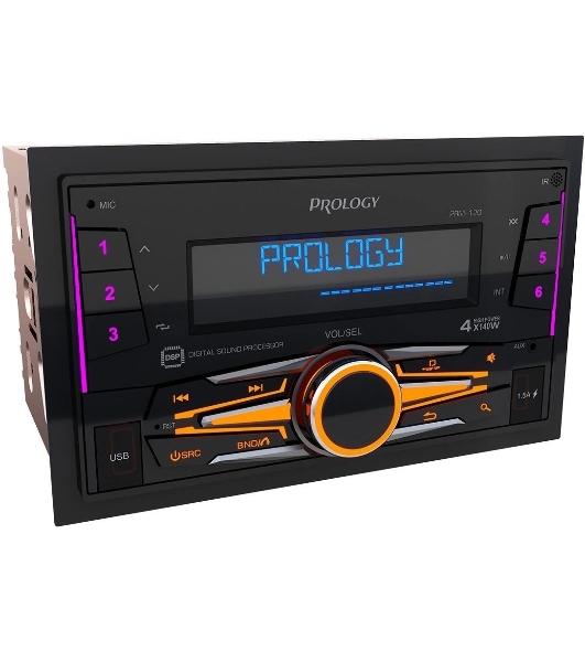 Автомагнитола Prology PRM-120, 2 DIN, Bluetooth, USB Type-A, AUX, пульт ДУ