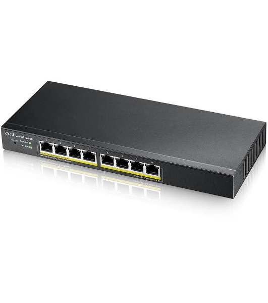 Коммутатор гибридный Smart L2 PoE+ Zyxel NebulaFlex GS1915-8EP, 8xGE PoE+, бесшумный (без вентилятора), бюджет PoE 60 Вт, автономное/облачное управление