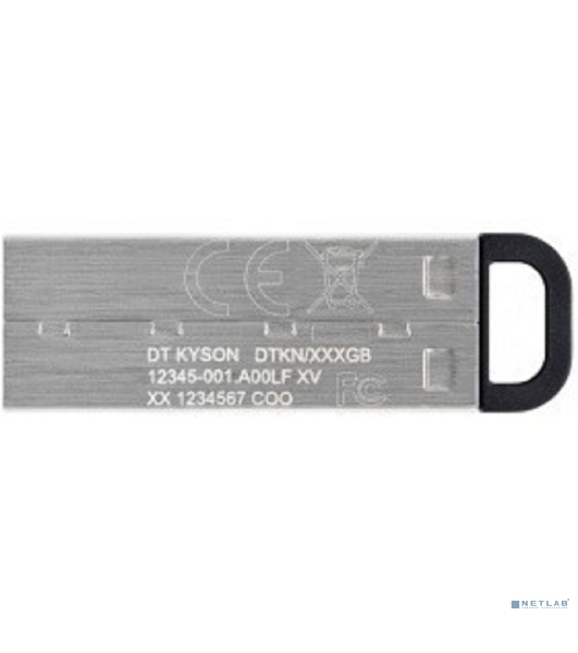 Флешка USB Kingston DataTraveler KYSON (DTKN/64GB), 64Gb, USB 3.2 Gen 1, R/W 200/60, серебристый/черный