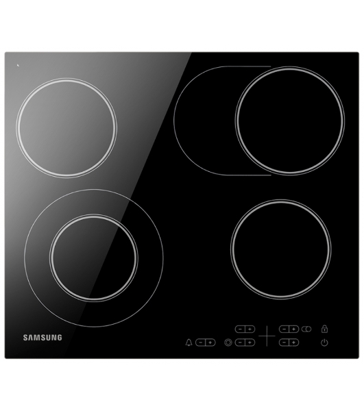 Встраиваемая электрическая варочная панель Samsung NZ64T3516AK/WT, 55 х 575 х 505 мм, стеклокерамика, скошенный край, черный