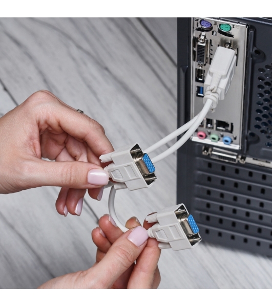 Переходник штекер Rexant VGA - 2 гнезда VGA, провод