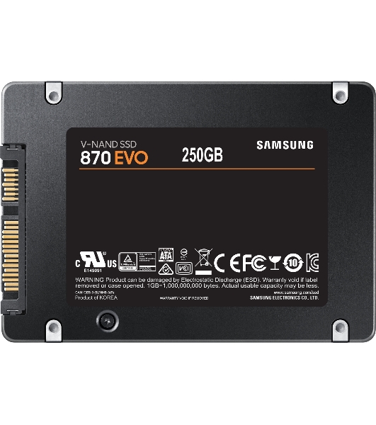 Накопитель SSD Samsung 870 EVO, 250Gb, SATA III, 2.5', R/W 560/530