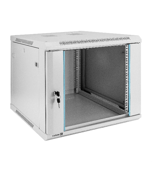 Шкаф телекоммуникационный 19' настенный 9U ExeGate EC-WM-9U.600.G.GREY (19', 9U, 600x600x500мм (ШхГхВ), передняя дверь закаленное стекло, съемные боковые панели, пыле- и влагозащита IP23, светло-серый RAL 7035)