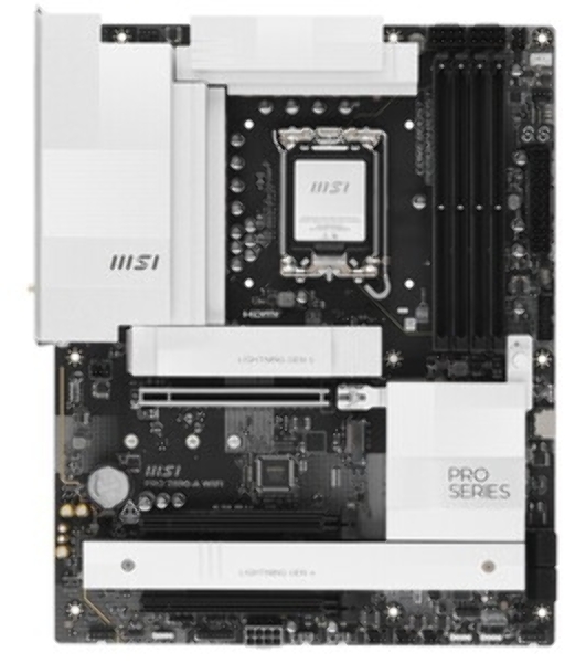 Материнская плата MSI PRO Z890-A WIFI, LGA 1851, Intel Z890, 4xDDR5, 4xSATA, 4xM.2, 1xPCIe 5.0 x16, 2xPCIe 4.0 x4, 1xHDMI, 2xUSB-C Thunderbolt 4, 1xUSB-C 3.2 Gen 2, 3xUSB-A 3.2 Gen 2, 4xUSB-A 3.2 Gen 1, 1x 5Gb LAN, 2x3.5 мм, 7.1, ATX